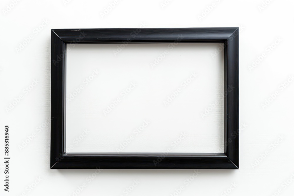Simple black thin wooden picture frame border for modern wall isolated on white background Simple black thin wooden picture frame border for modern wall isolated on white background