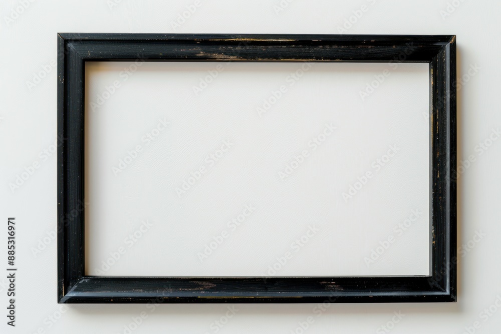 Simple black thin wooden picture frame border for modern wall isolated on white background Simple black thin wooden picture frame border for modern wall isolated on white background
