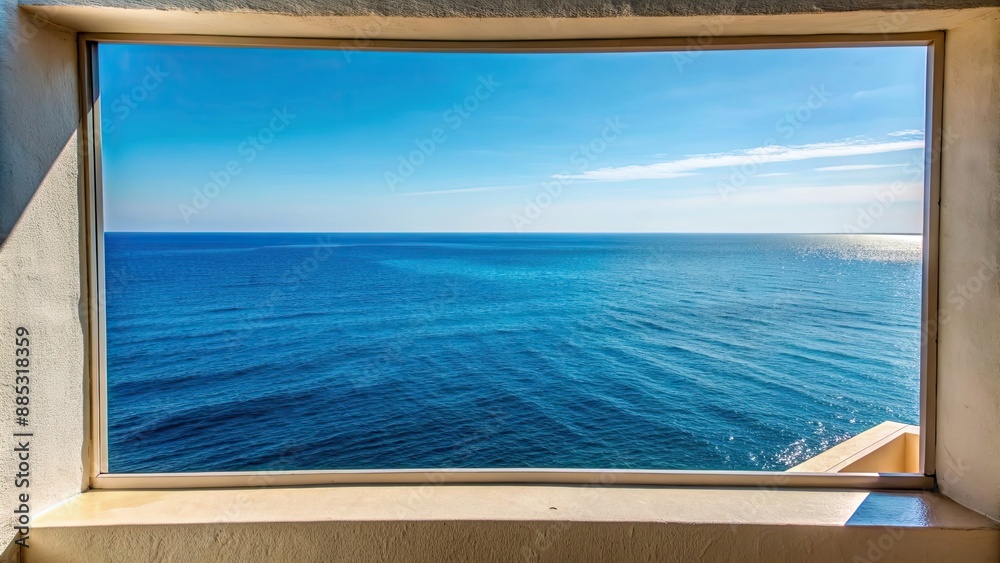 Illustrated view of the Mediterranean Sea from terrace window, Mediterranean, sea, terrace, window, view, horizon, blue, water Illustrated view of the Mediterranean Sea from terrace window, Mediterranean, sea, terrace, window, view, horizon, blue, water