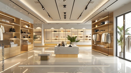 Modern and Elegant Clothing Store Interior with Minimalist Design