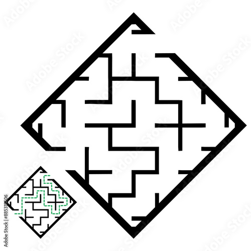 Illustration with simple labyrinth, maze conundrum for kids. Baby puzzle with entry and exit. Children riddle game.