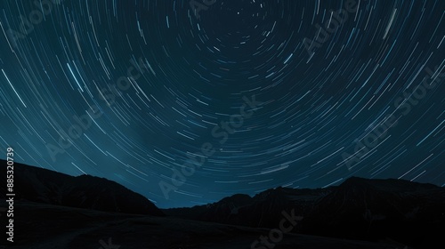 Obraz na płótnie Long exposure of a night sky with star trails w salonie