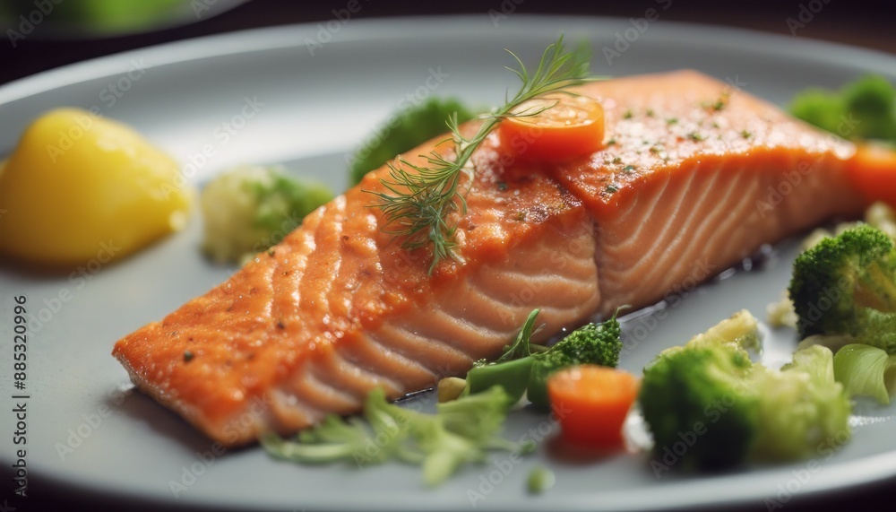 Baked salmon with boiled vegetable Baked salmon with boiled vegetable
