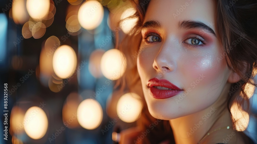 A makeup artist creating a dramatic look in a well-lit, professional studio A makeup artist creating a dramatic look in a well-lit, professional studio