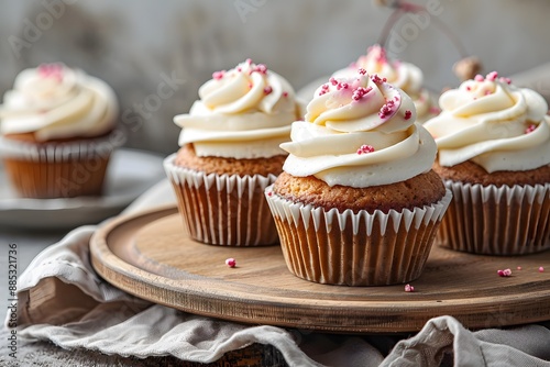 Delicious Vanilla Cupcakes with Creamy Frosting and Sprinkles