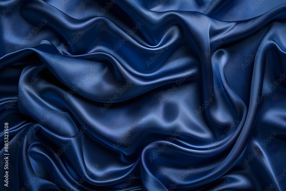 Obraz premium Luxurious Deep Blue Silk Fabric with Elegant Folds