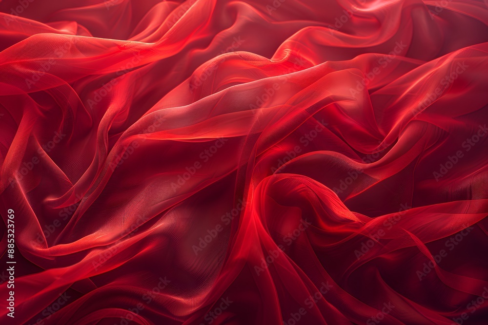 Obraz premium Flowing Red Silk Fabric Creating Elegant Waves