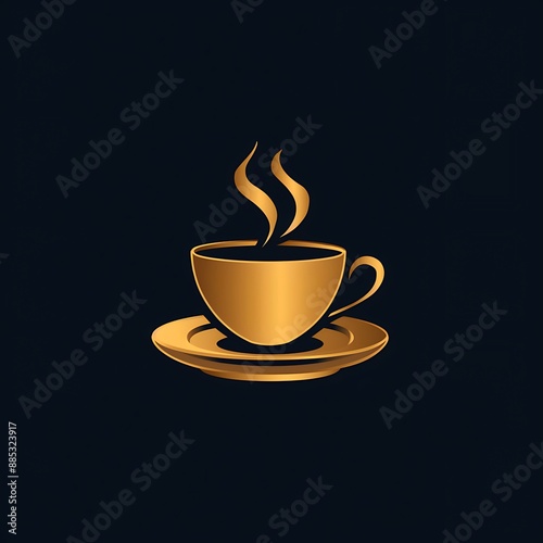 Golden Cup of Coffee with Steam.
