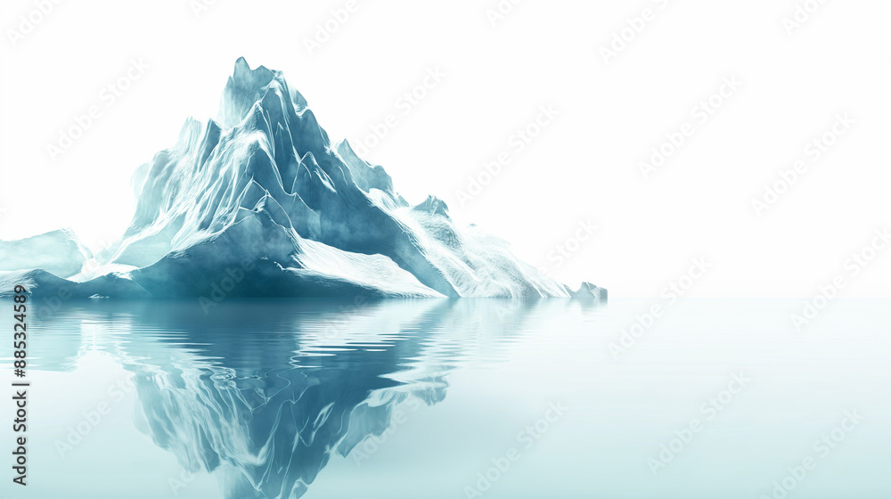 Obraz premium Big iceberg floating on cold arctic ocean with a view under and above the water with a copy space.