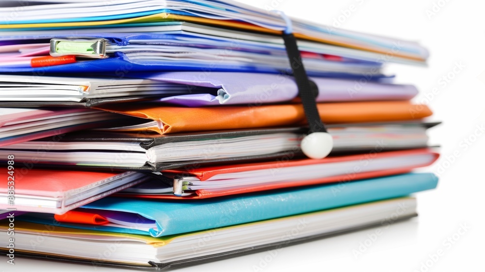 Stack of colorful notebooks isolated on white. Stack of colorful notebooks isolated on white.