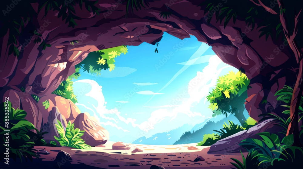 Fototapeta premium illustration art cave in forest