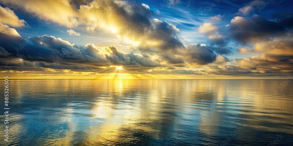 Canvas poster featuring a serene sea and sky in gray-golden and blue tones in wallpaper style, poster, canvas, sea, sky, gray Canvas poster featuring a serene sea and sky in gray-golden and blue tones in wallpaper style, poster, canvas, sea, sky, gray