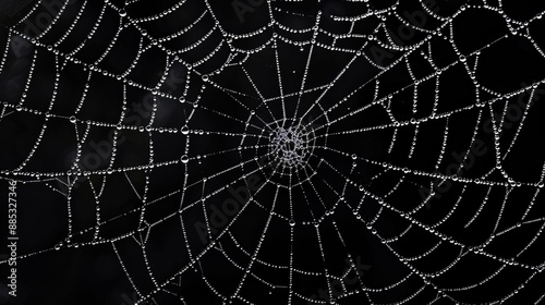 A spider web on a black background. © grigoryepremyan