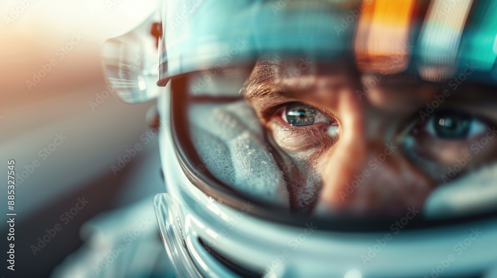 A close-up shot of a racing helmet visor with the sunlight gleaming off it, capturing the essence of speed, protection, and the thrill of motorsports, shrouded in a sense of adventure. A close-up shot of a racing helmet visor with the sunlight gleaming off it, capturing the essence of speed, protection, and the thrill of motorsports, shrouded in a sense of adventure.