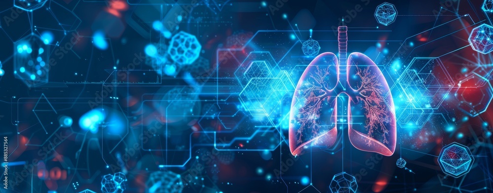 custom made wallpaper toronto digitalRadiology Doctor diagnosing and treating a virtual Human Lung and a long Covid 19 on a modern screen interface. Healthcare and medicine, Innovations and Medical Technology.