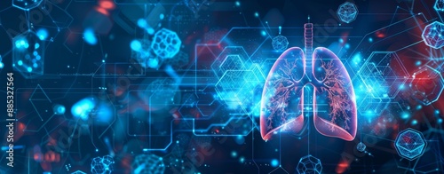 Wallpaper Mural Radiology Doctor diagnosing and treating a virtual Human Lung and a long Covid 19 on a modern screen interface. Healthcare and medicine, Innovations and Medical Technology. Torontodigital.ca