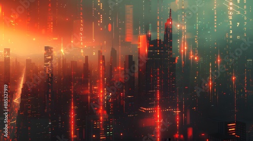 Futuristic Cyberpunk Cityscape Illuminated by Neon Lights