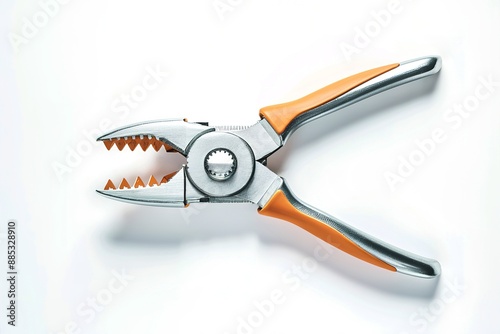 Opened locking grip pliers isolated on white background