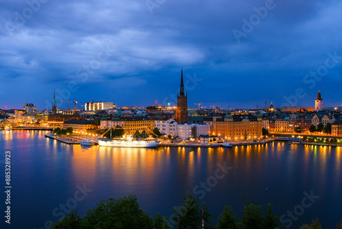 Obraz na płótnie スウェーデン ストックホルムの夜景 w salonie