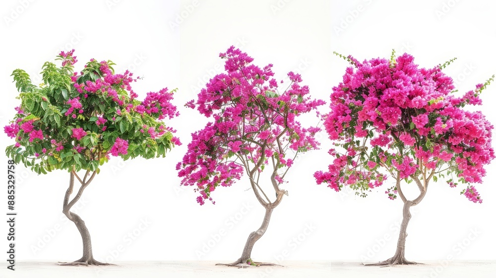 Obraz premium Bougainvilles isolated on white, realistically rendered in 3D