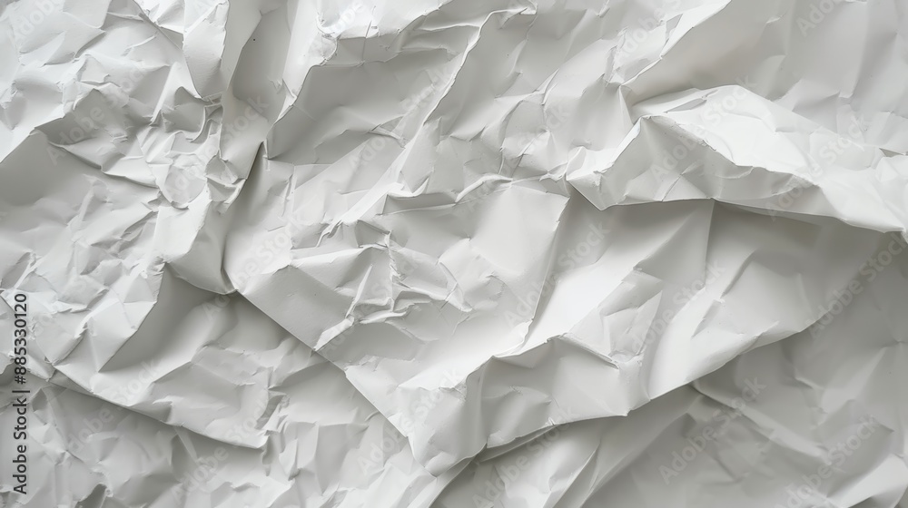 A detailed texture of a crumpled sheet of white paper AI generated illustration A detailed texture of a crumpled sheet of white paper AI generated illustration
