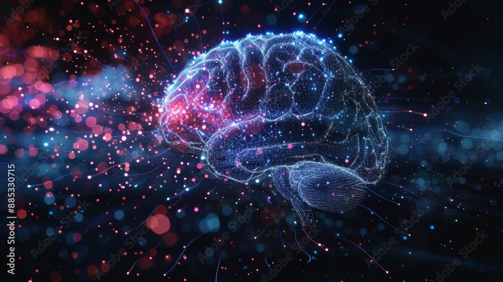 A dramatic representation of the human brain composed entirely of data signifying the mental complexity of data scientists AI generated illustration A dramatic representation of the human brain composed entirely of data signifying the mental complexity of data scientists AI generated illustration