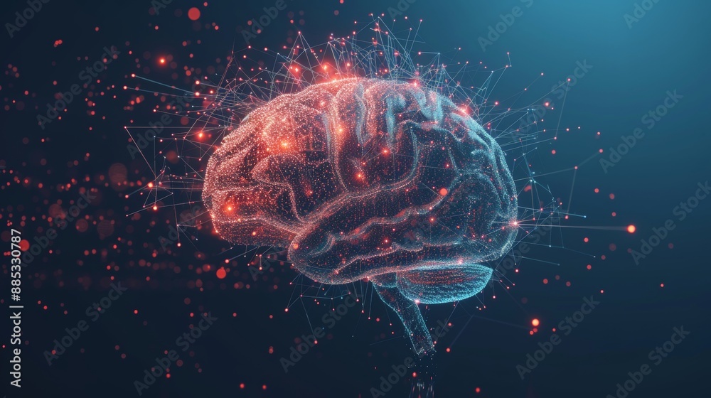 A dramatic representation of the human brain composed entirely of data signifying the mental complexity of data scientists AI generated illustration