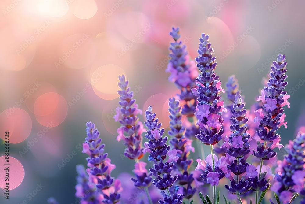 Blooming Lavender Flowers with Dreamy Bokeh Background