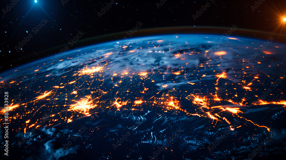 background digital connected line and earth background digital connected line and earth