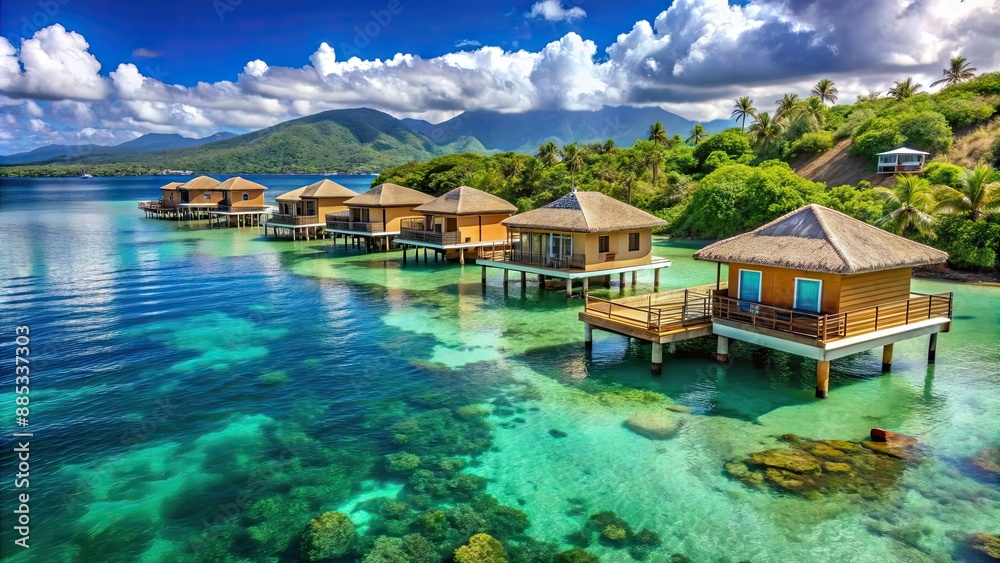 Fototapeta premium Luxurious overwater bungalows in Puerto Plata