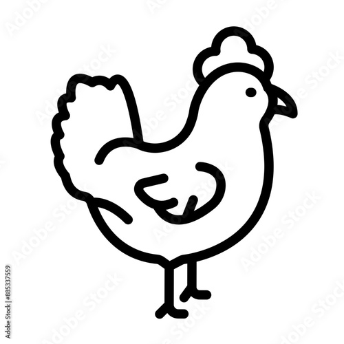 Chicken Vector Line Icon Design