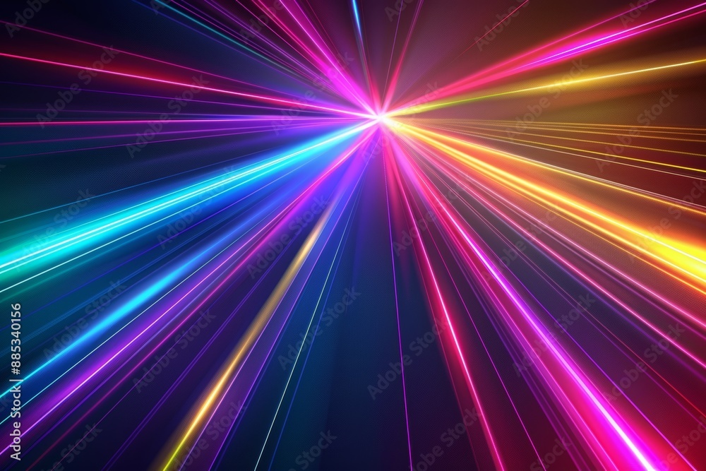 The photo shows a spectrum of colors created by light diffracting through a prism against a dark background, perfect for graphic design The photo shows a spectrum of colors created by light diffracting through a prism against a dark background, perfect for graphic design