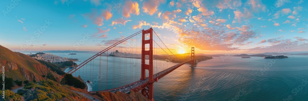 Obraz premium Golden Gate Bridge Sunset Panorama