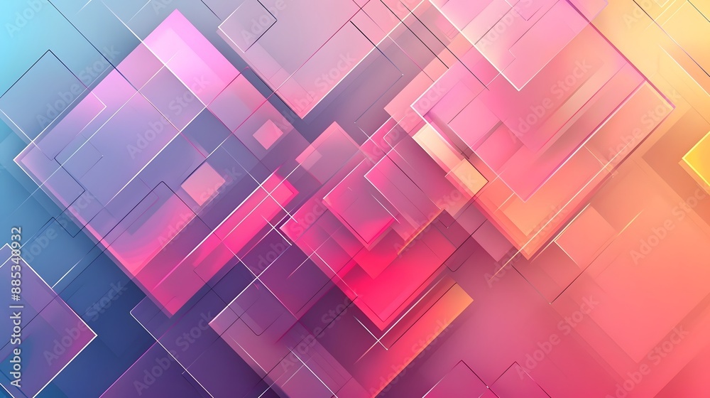 Vibrant Geometric Abstract Art with Overlapping Squares Vibrant Geometric Abstract Art with Overlapping Squares