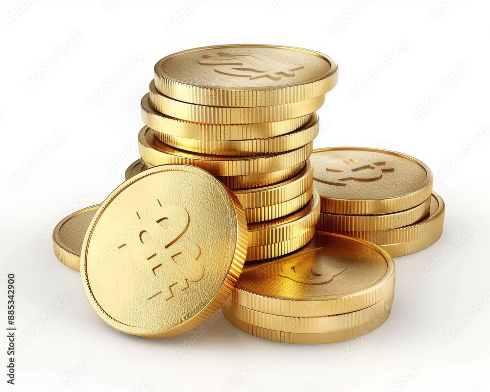 3D gold coin money isolated on transparent background in PNG format ...