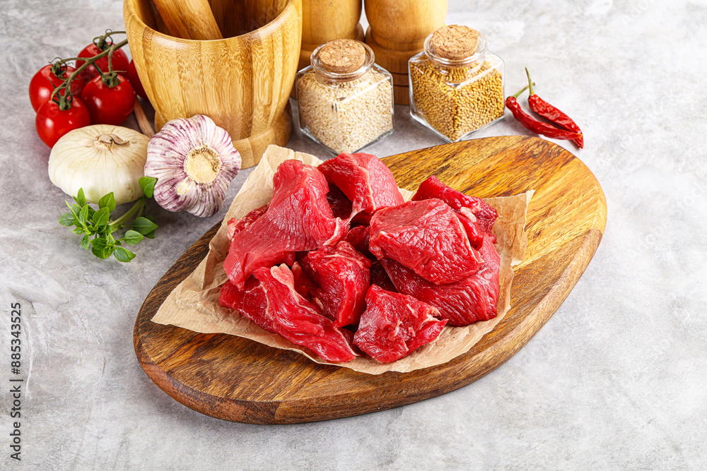 Sliced raw beef meat for cooking Sliced raw beef meat for cooking