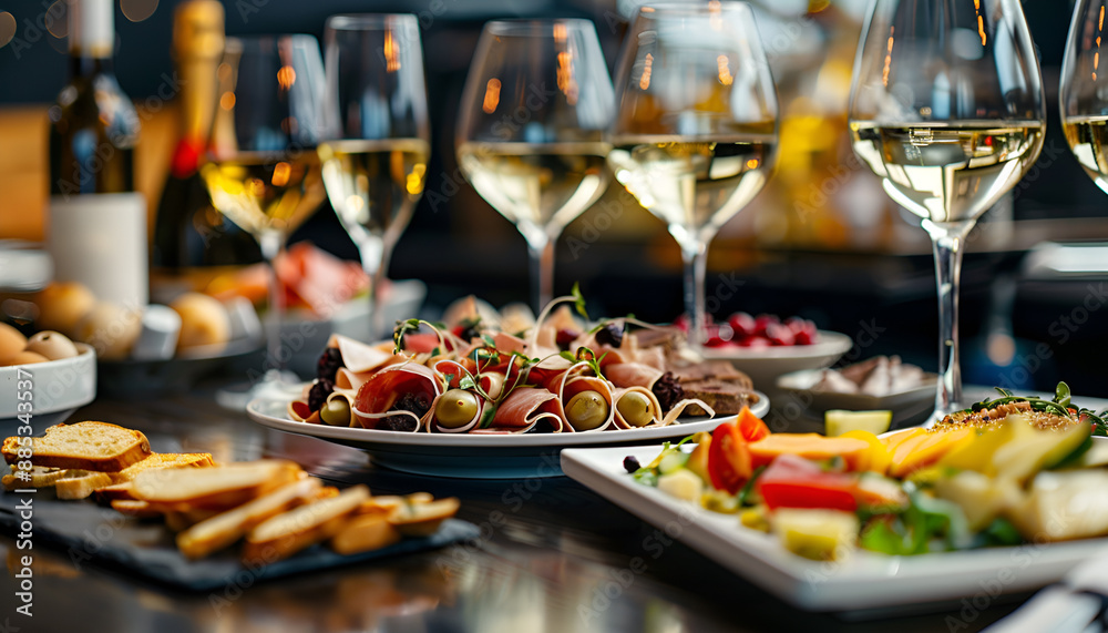 catering services background with snacks and glasses of wine on bartender counter in restaurant catering services background with snacks and glasses of wine on bartender counter in restaurant