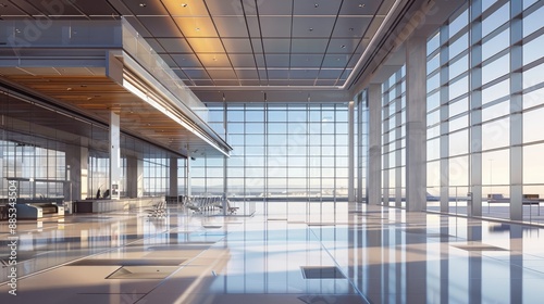 Obraz na płótnie Modern airport terminal with expansive glass walls w salonie