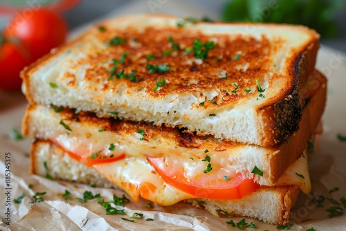 Wallpaper Mural Delicious Grilled Cheese Sandwich with Tomato and Herbs Torontodigital.ca