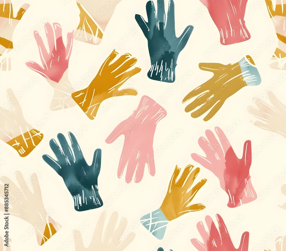 Fototapeta premium Elegant Minimalist Patterns of Premium Cashmere Gloves and Scarves in Soft Pastel Hues