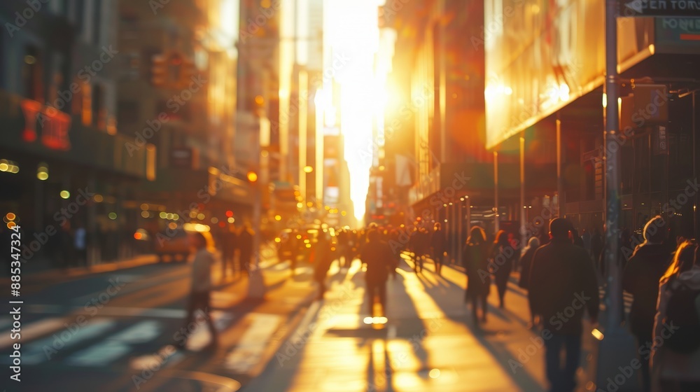 A motion blur image of businessmen crowding at a corporate office in a city downtown, blurred background, business center concept, Cinematic color tone, Stock Image