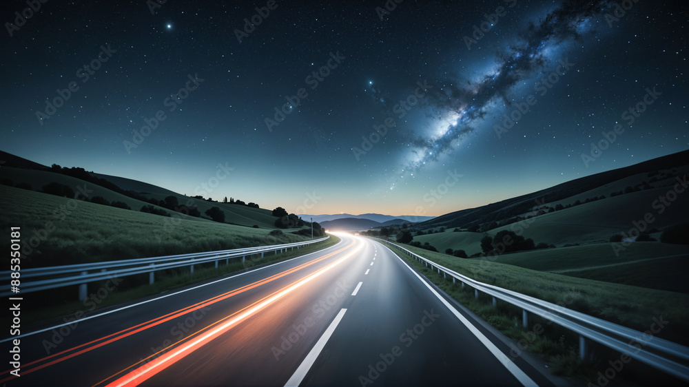 Fototapeta premium driving by night light trails