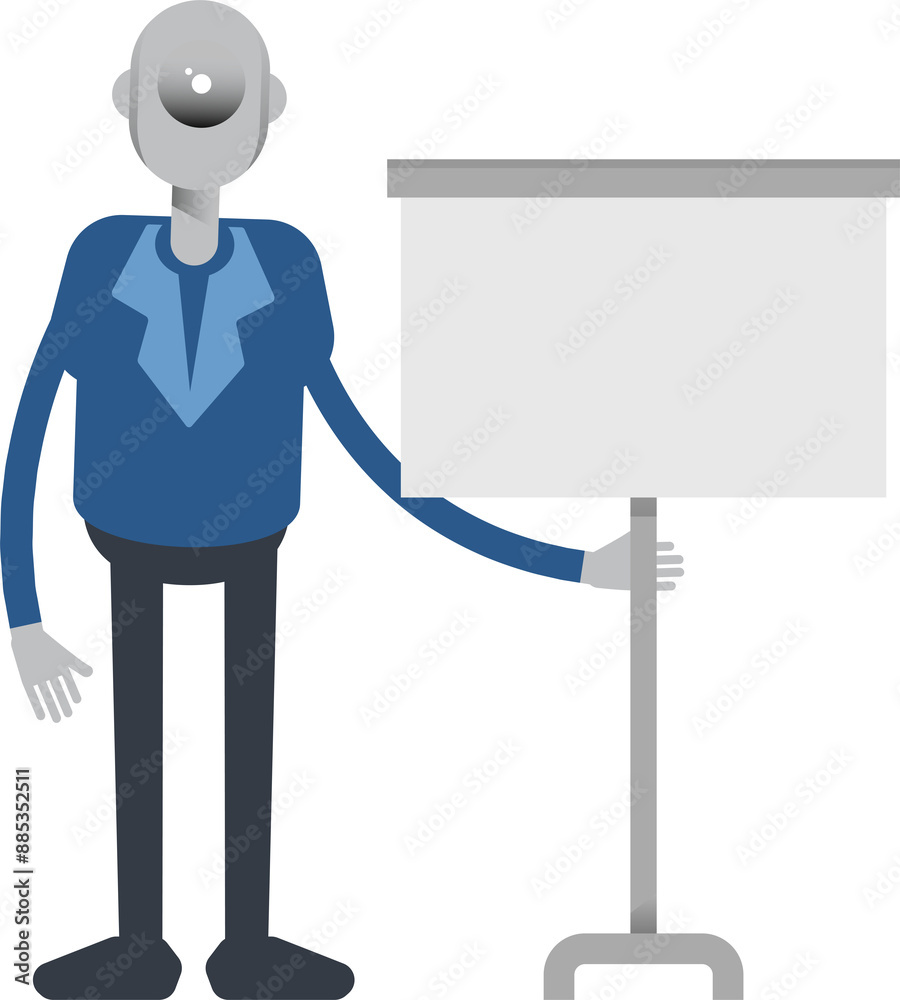 Robot Employee Character Presenting Whiteboard
Robot Employee Character Presenting Whiteboard
