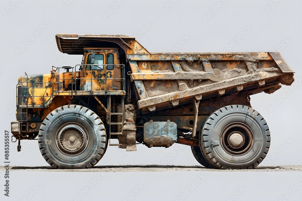 Fototapeta premium Massive Rusty Dump Truck on a Construction Site