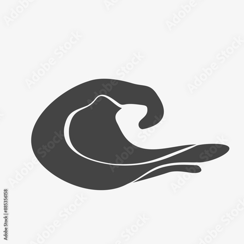 Sea or ocean wave silhuette. Hand drawn shape water. Vector illustration