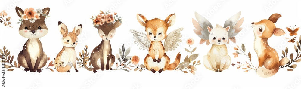 The illustration depicts a forest with trees, flowers, and leaves, isolated on white. It can be used for postcards, invitations, textiles, etc. The illustration depicts a forest with trees, flowers, and leaves, isolated on white. It can be used for postcards, invitations, textiles, etc.