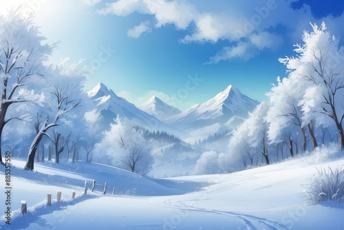 winter landscape with snow covered trees