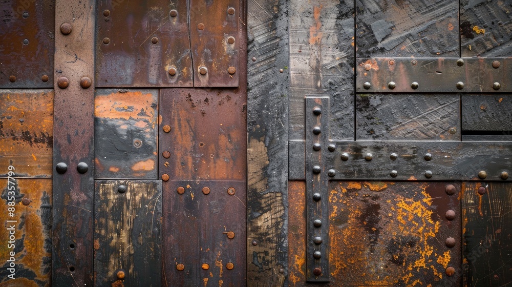 Grunge textures of old metal and wood materials Grunge textures of old metal and wood materials
