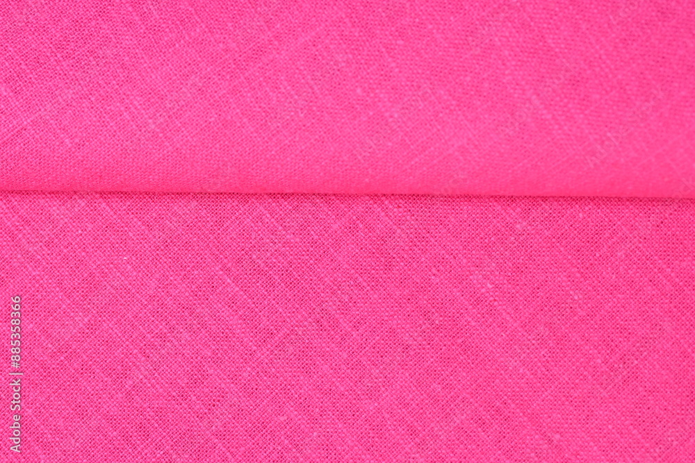 Fototapeta premium pink hemp viscose natural fabric cloth color, sackcloth rough texture of textile fashion abstract background