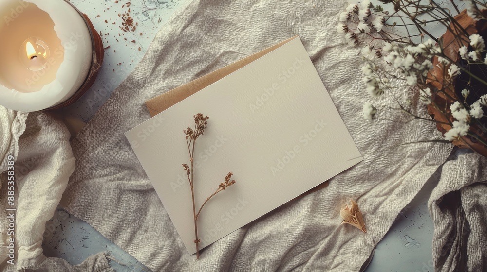 Greeting card placed on table with no contents Greeting card placed on table with no contents